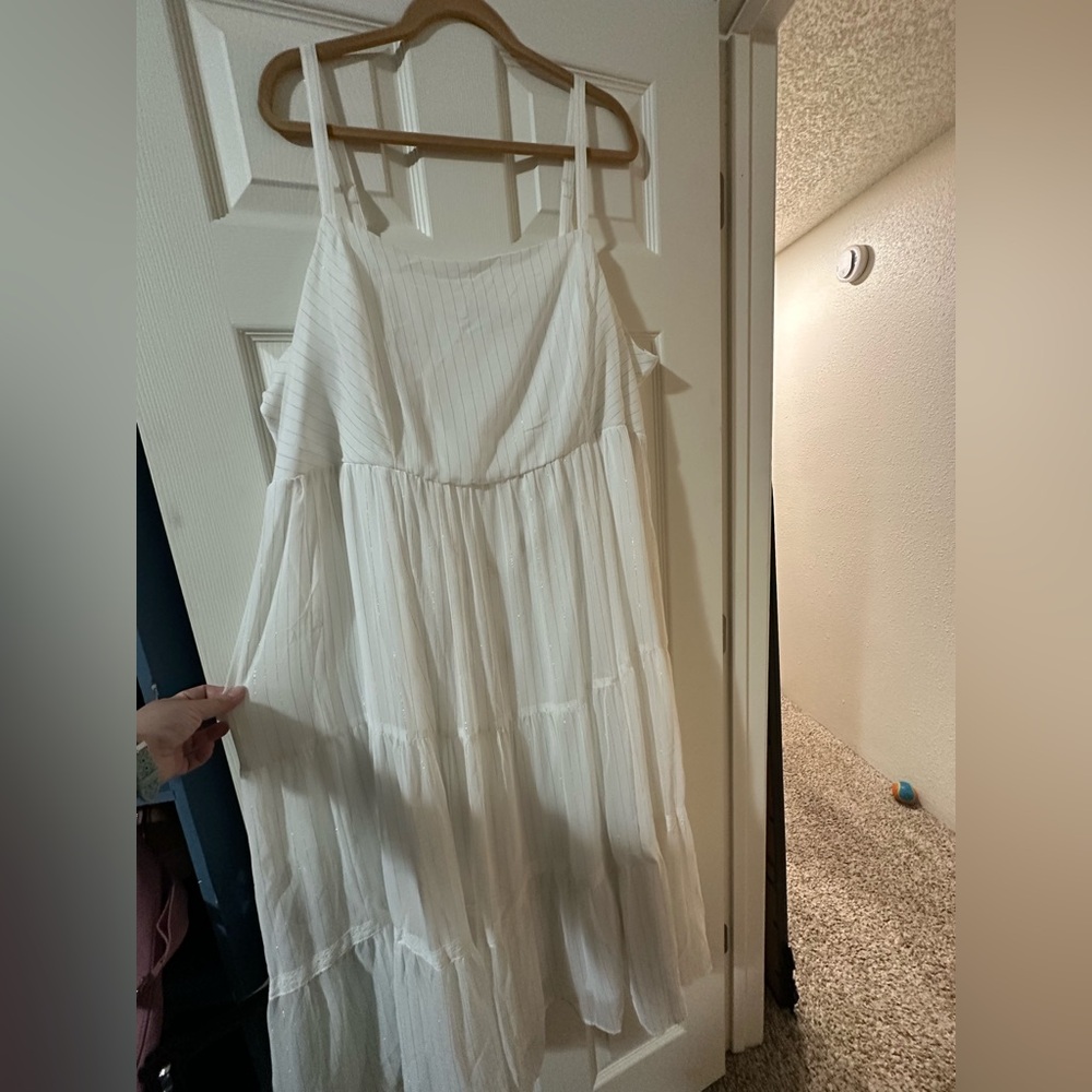 Torrid Cream and gold stripe dress